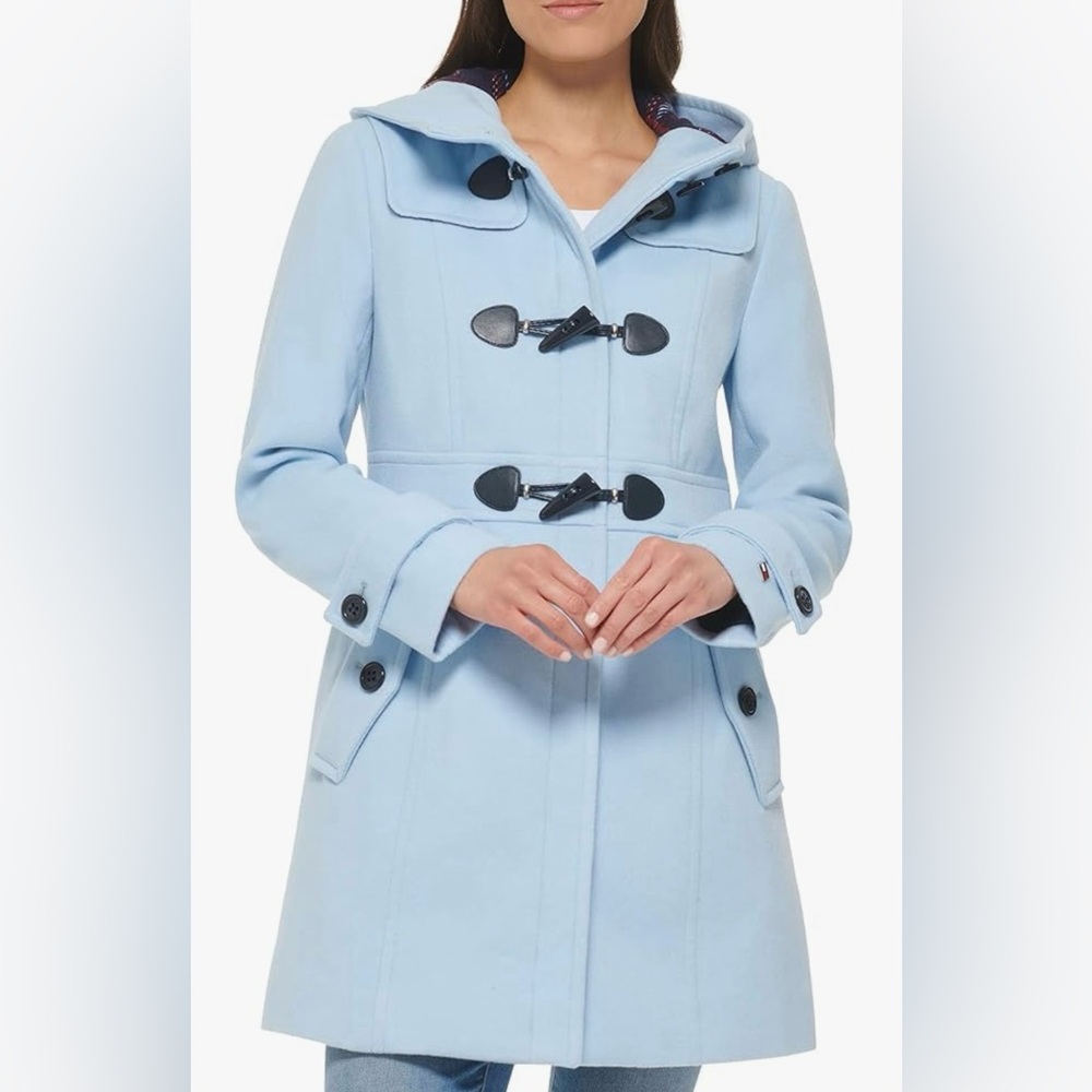 Tommy Hilfiger Hooded Toggle Walker Coat In: Cerulean